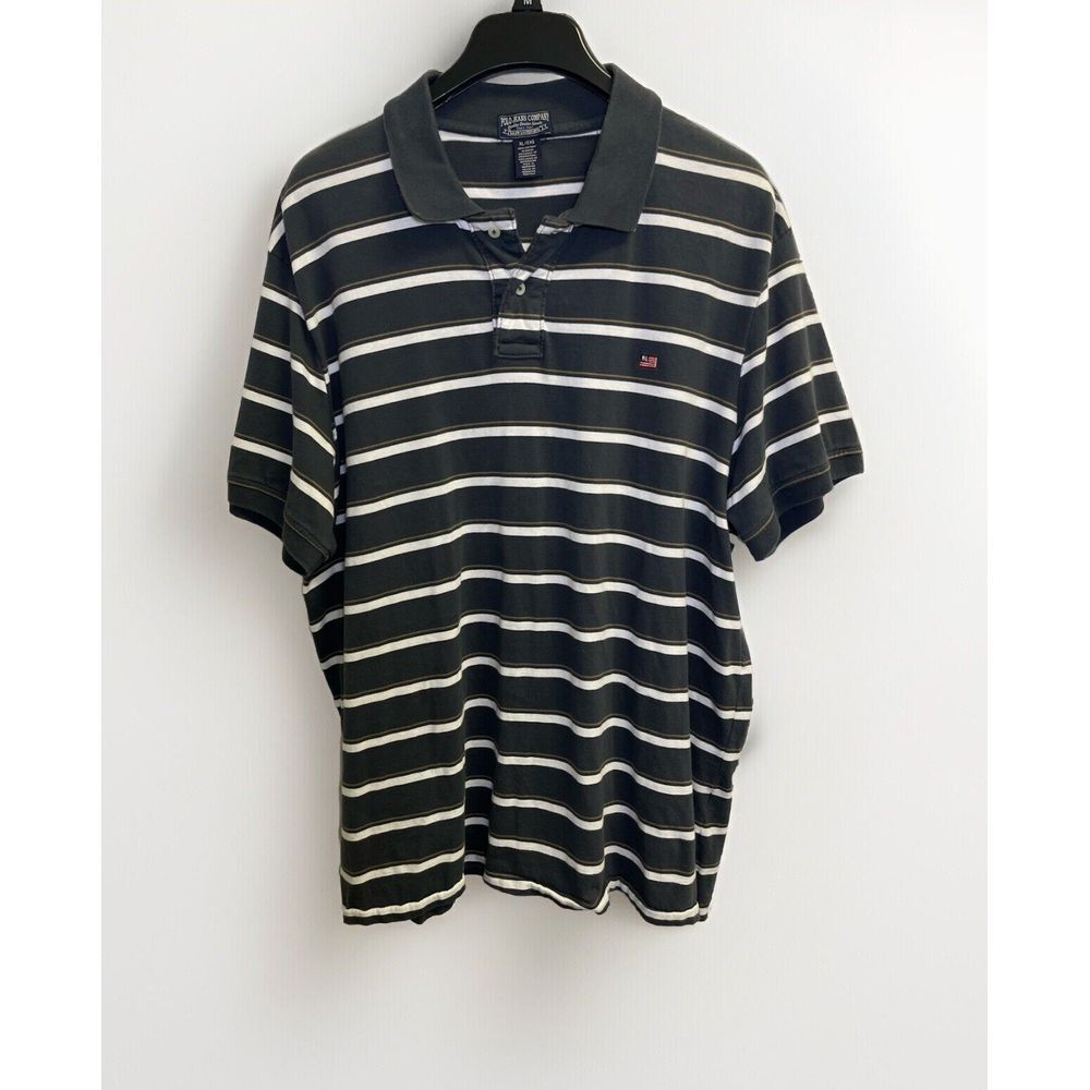 Vtg 90's Ralph Lauren Men's XL Polo Shirt USA Flag Polo Jeans Co. Grey Striped